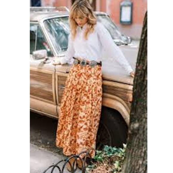 Mason's Daughter Emma Floral Linen Blend Maxi Skirt Golden Meadow Size Small - Picture 6 of 16